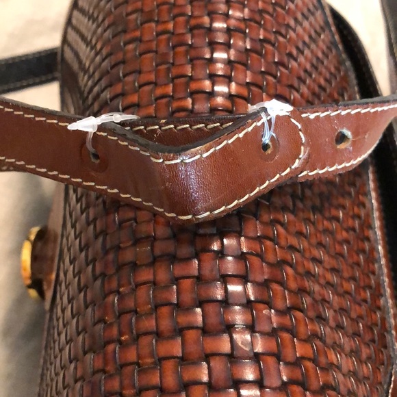 Vintage BALLY Cross-Body 2-Tone Weave Leather Black & Brown Elegant Luxe $548 - Picture 16 of 16